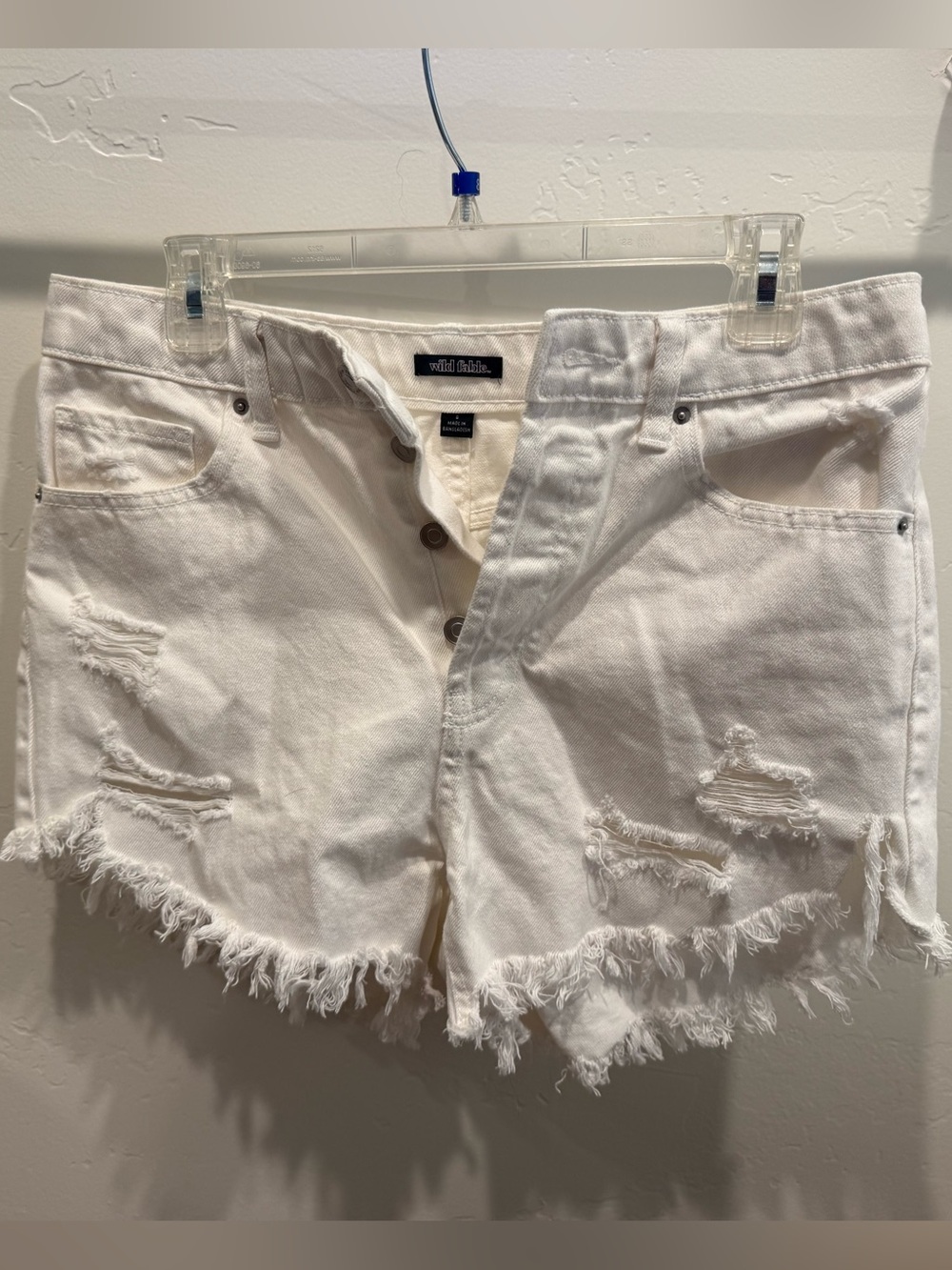 Wild Fable White Distressed Frayed Hem Denim Shorts